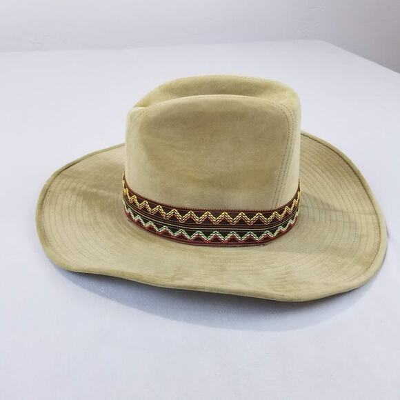 Scala Western Cowboy Rancher Hat Southwest Band Tan Wide Brim Mens M 7–7⅛ - Picture 5 of 9